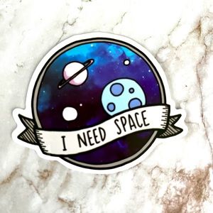 “I Need Space” Planets blue and white Computer Sticker